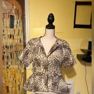 BCBGMaxAzria Animal Print Peplum Blouse